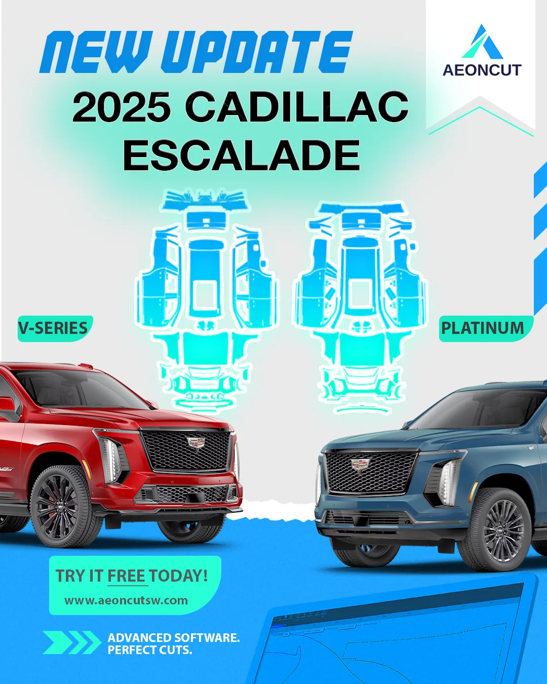 2025 Cadillac Escalade PPF pattern – AEONCUT PPF Pre-cut Cutting software 2025 Cadillac Escalade PPF pattern