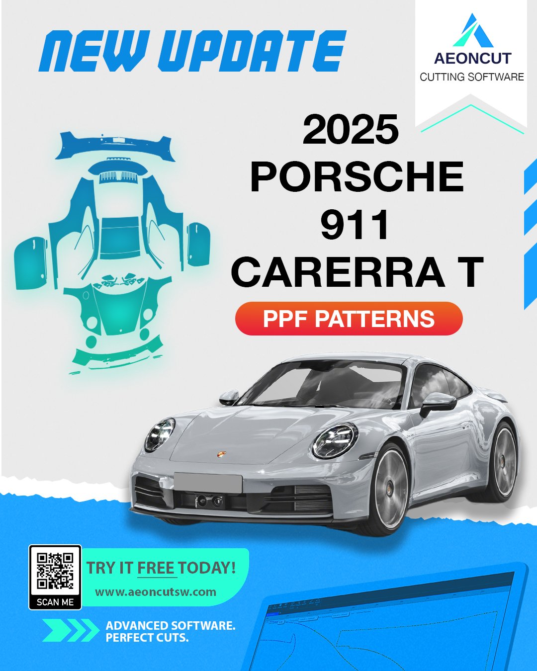 Porsche 911 Carrera T PPF precut software